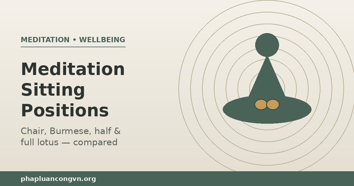 Compare meditation sitting positions — chair, Burmese, quarter, half, and full lotus. Find the most comfortable, stable posture for your flexibility.
